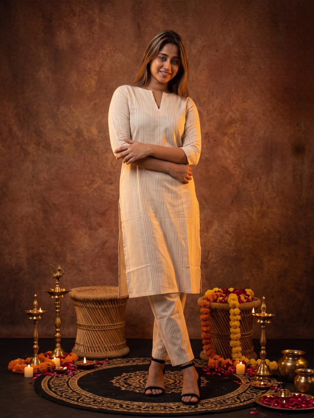The Paruthee | Onion-Stripe Cotton Co-ord Set