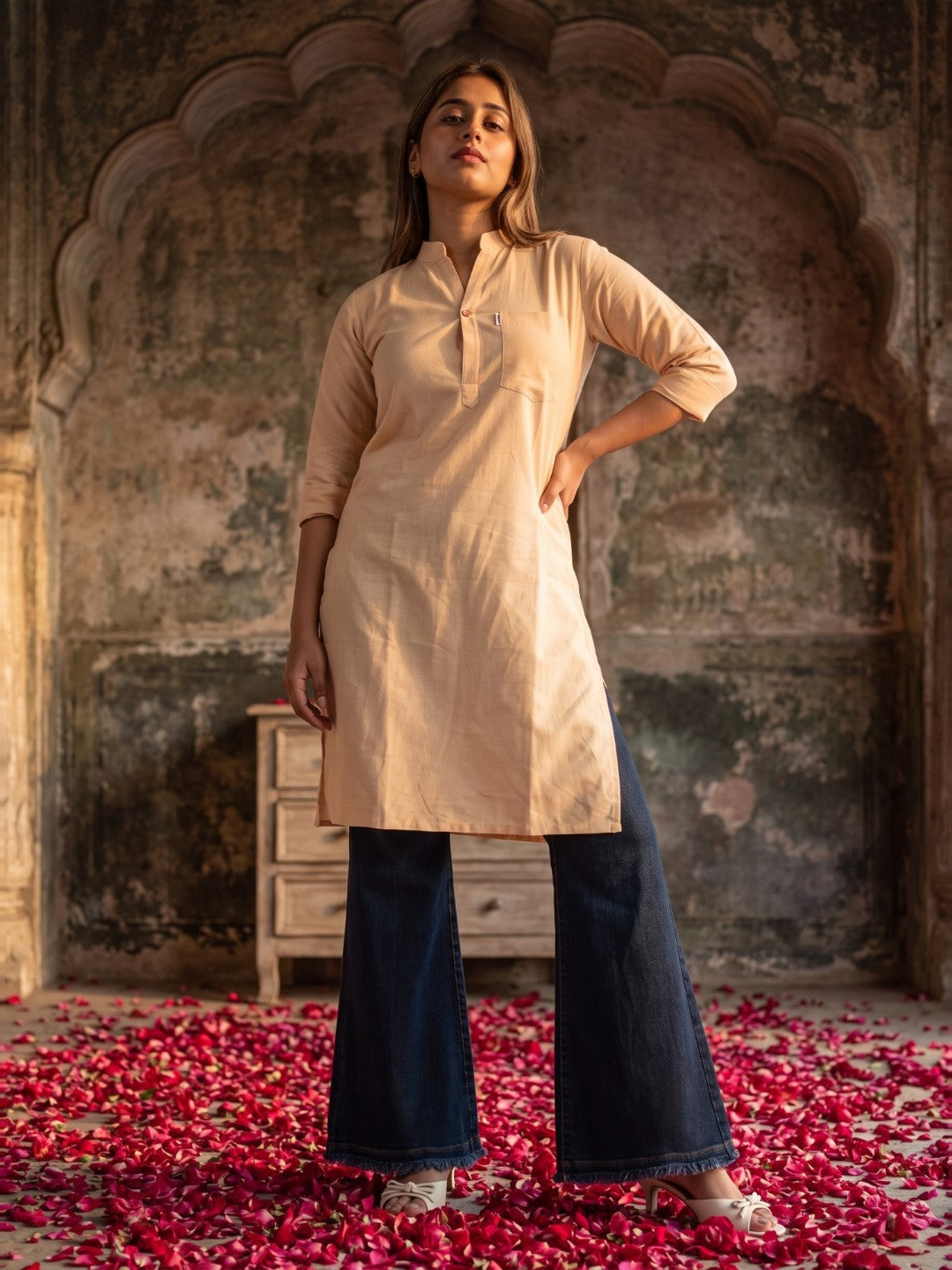The Paruthee | Natural Ivory Short Kurti