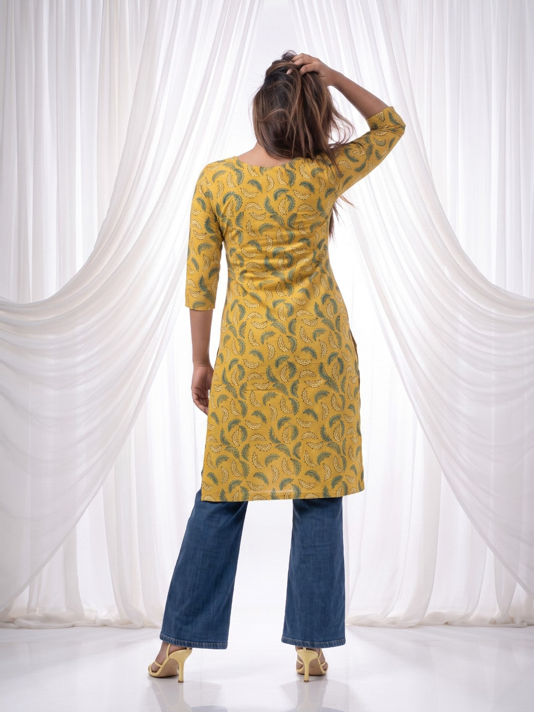The Paruthee | Mustard Ajrakh Cotton Kurti