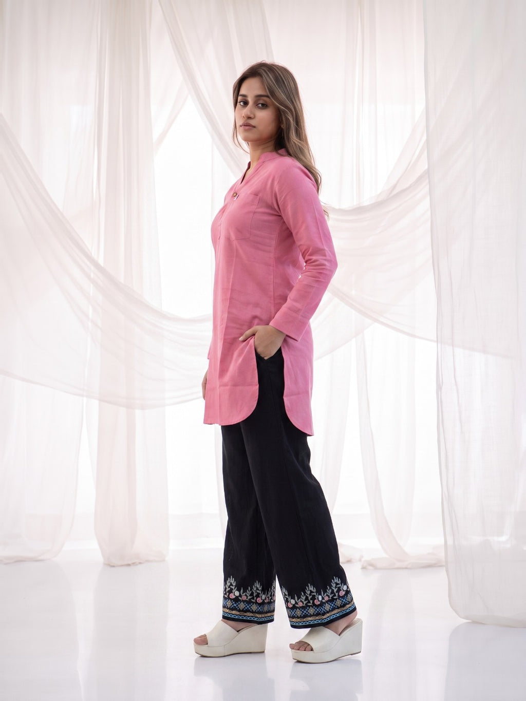 The Paruthee | Lotus Pink Short Kurti