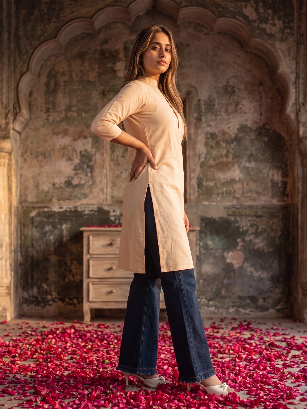 The Paruthee | Natural Ivory Short Kurti