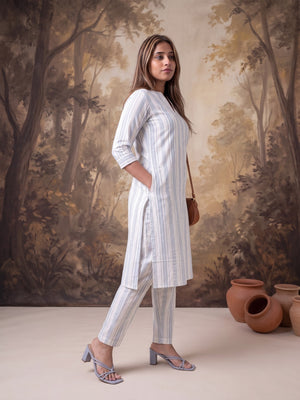 The Paruthee | Indigo-Stripe Cotton Co-ord Set