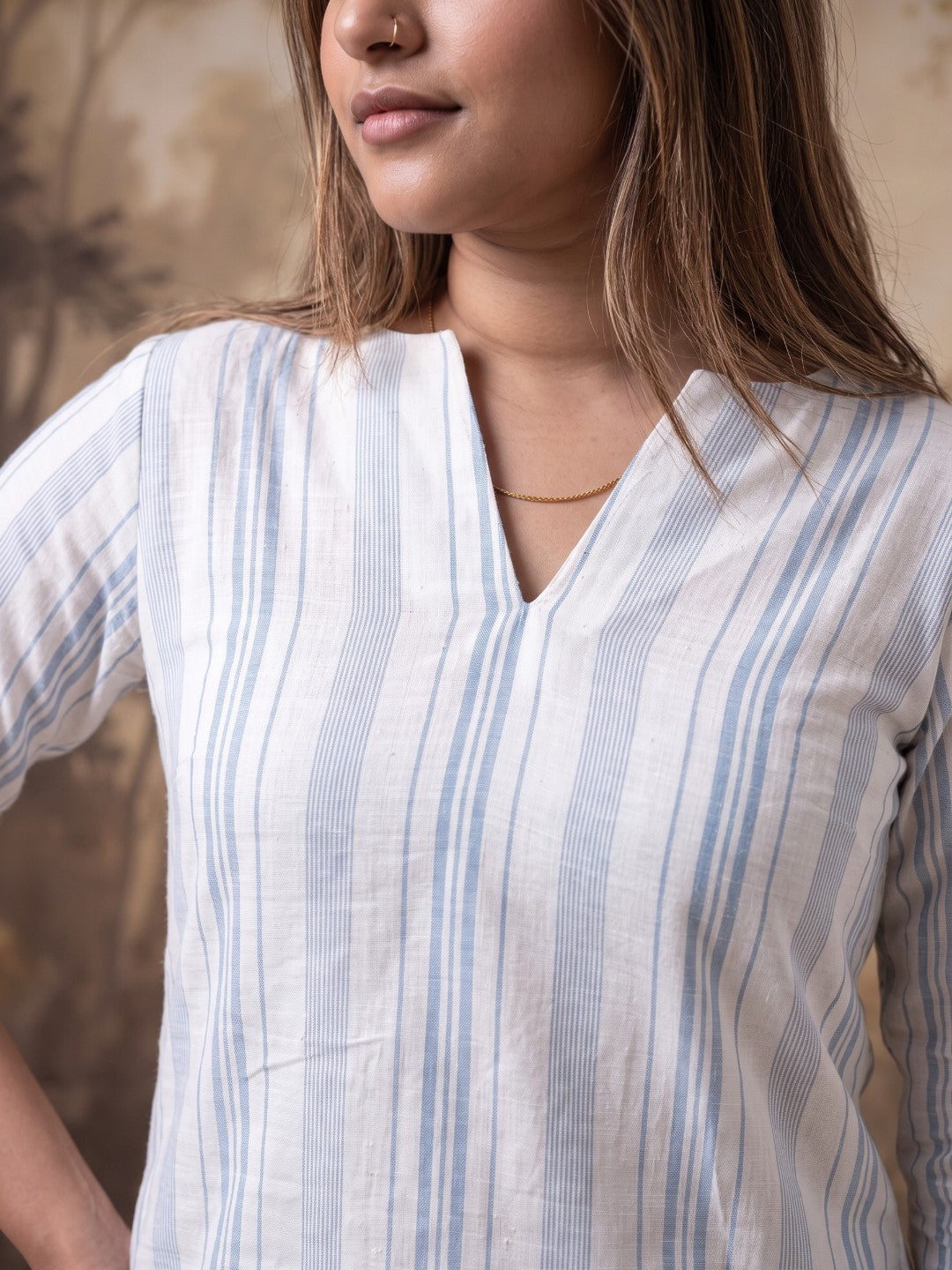 The Paruthee | Indigo-Stripe Cotton Co-ord Set