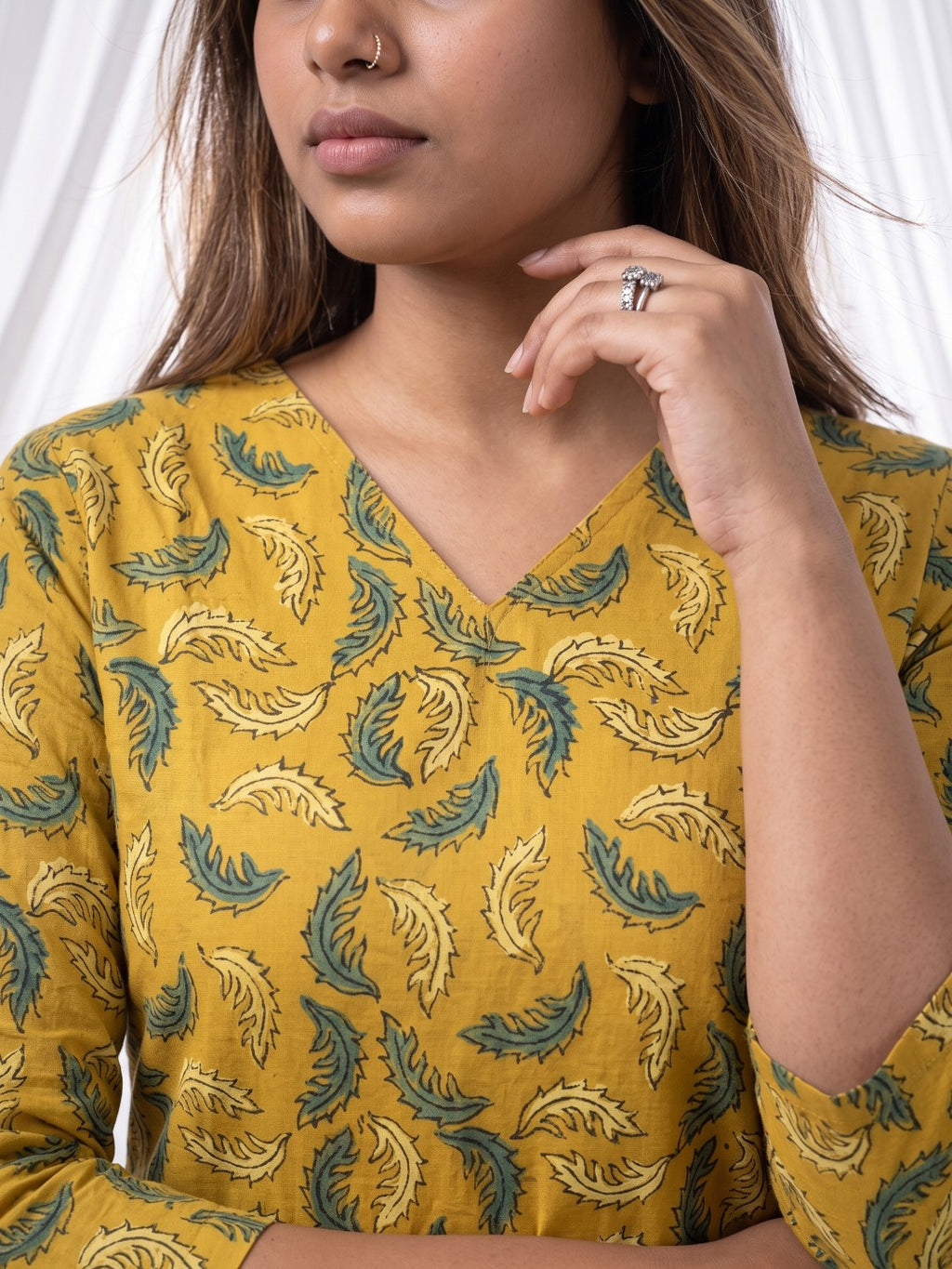 The Paruthee | Mustard Ajrakh Cotton Kurti