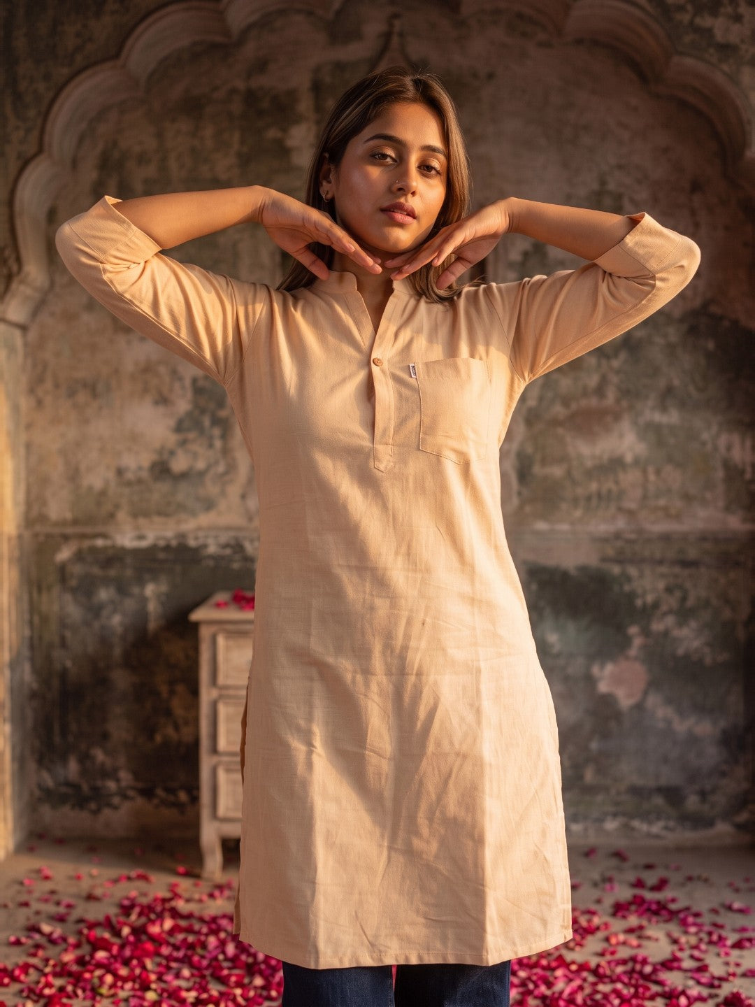 The Paruthee | Natural Ivory Short Kurti