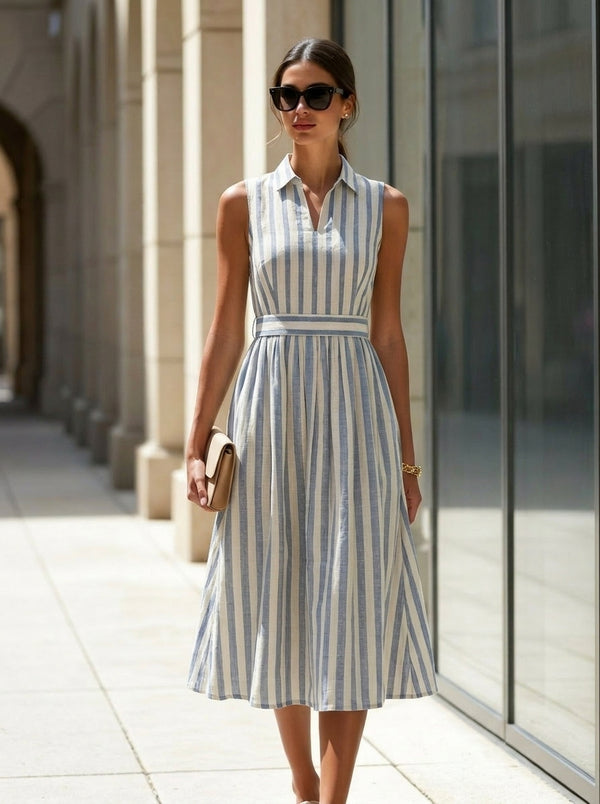 Paruthee | The Azure Stripe Shirt Dress